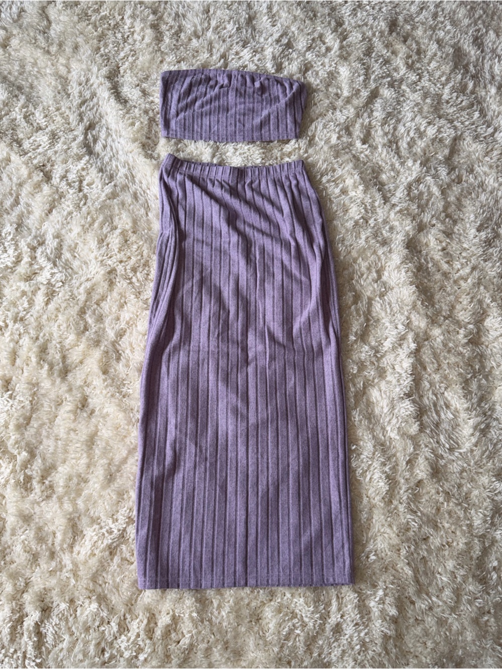 SHEIN Lavender Ribbed Knit Tube Skirt with Matching Headband